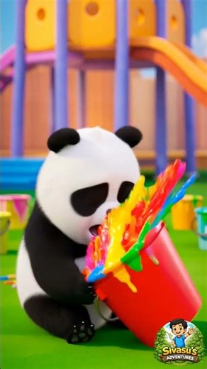 Panda Paint Explosion! 🐼 Funny Kids #shorts #ai #aivideo #kids #cartoon #kidscartoon #aianimation