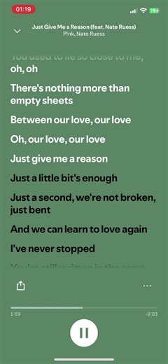 Just give me a reason (feat. Nate Ruess) - P!nk, Nate Ruess #fyp #justgivemeareason #pnk #spotify #lyrics