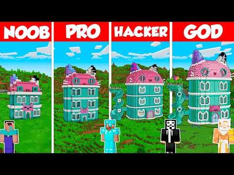 Gabby's Dollhouse Build Battle Challenge - Noob vs Pro vs Hacker vs God - Minecraft Animation