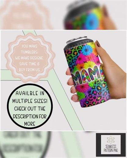 Mother's Day 4in1 Can Cooler Wrap, MAMA Sublimation Design, Retro Pop 16 oz 4-in-1 File, B10166