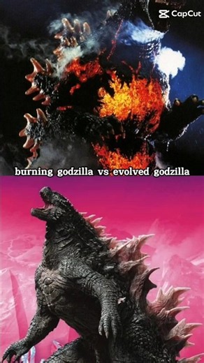 burning godzilla vs evolved Godzilla
