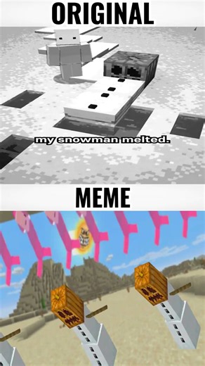 My Snowman Melted Original vs Meme