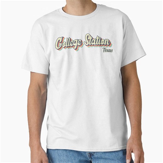 College Station city Texas Retro Vintage 70s rainbow by Teelogic | Tee