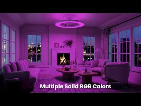 20" Smart Flush Mount Ceiling Fan with RGB LED Light | App & Remote Control