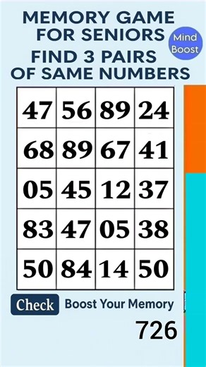 Brain Exercise for Seniors and Adults – Easy Daily Activity for Sharp Minds | Match the Numbers