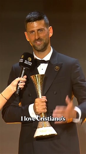 From one great to another 🐐🤝 Novak Djokovic praises Cristiano Ronaldo’s mindset in pursuit of 1,000 career goals, while the tennis legend draws inspiration for a 25th Grand Slam as he receives his Globe Sports Award 🎾 | TNT Sports