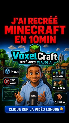 J'ai cloné Minecraft avec l'IA en 10min 🤯!! #minecraft #ai #intelligenceartificielle #ia #jeuxvidéo
