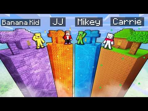 JJ and Mikey: ELEMENTAL CHUNK BATTLE in Minecraft!