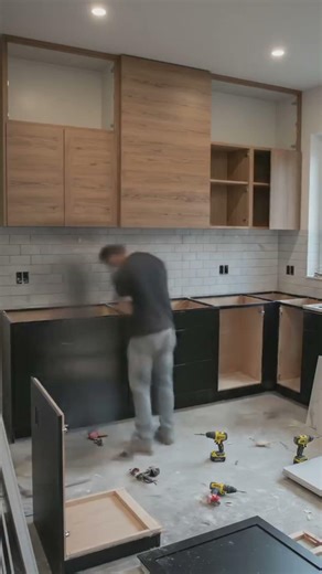 From Old Kitchen to Modern Luxury ✨ Black & Wood Minimal Kitchen Transformation@GenesisDesignStudio3