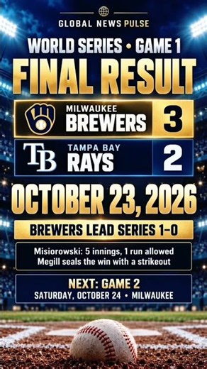 Brewers Win 3–2! World Series Game 1 Final | October 23, 2026 #shorts