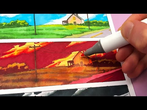 1 drawing, 3 atmospheres 😌😱👻 #drawingtutorial #method #art #beginner #mood #foryou