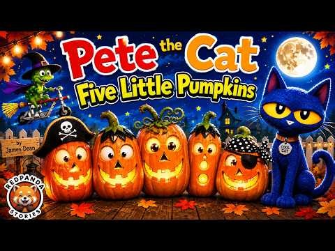 Pete The Cat Five Little Pumpkins | Sing Along Song | RedPandaStories