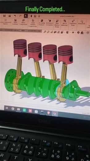 4-Cylinder Engine 3D Modeling in SolidWorks | Mechanical CAD Practice #Solidworks #mechanicaldesign