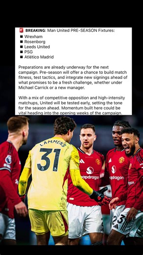 Manchester United’s pre season fixtures #manchesterunited