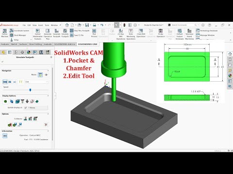 SolidWorks CAM-Pocket and Chamfer Milling manually (Edit Tool)