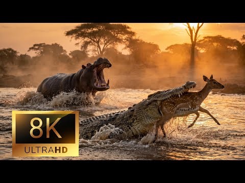 Crocodile Locks Onto a Deer — Then a Hippo Explodes Out of the Water