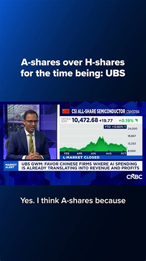 A-shares over H-shares for the time being: UBS
