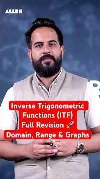 Inverse Trigonometric Functions (ITF) Full Revision 🚀Domain, Range & Graphs