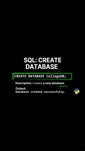 🔥 CREATE DATABASE CollegeDB; – Instant Database Creation Explained!#shorts #viral