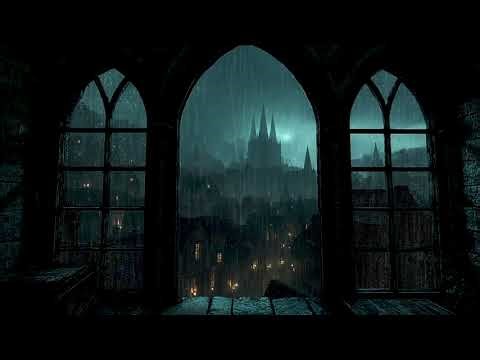 🏰 Gothic Castle Bedroom 🌧️ Heavy Rain & Deep Thunder Sounds for Sleeping & Insomnia 💤 4K