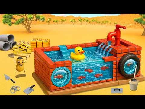 DIY Science Project Mini Water Well - Building a Brick Fish Tank with Pump