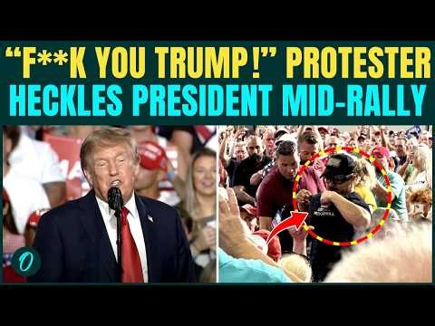 “KILL BLOODY P*D*P*I*E:” Protester Heckles Trump, Flashes Middle Finger Shouts “F**K You” Mid-Rally