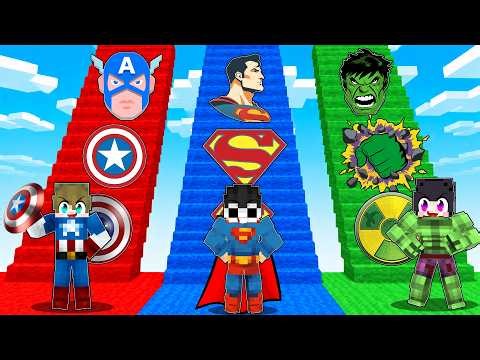 SUPERHERO STAIRS BATTLE in Minecraft!