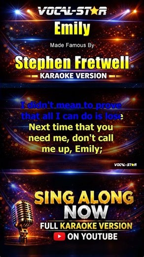 Stephen Fretwell - Emily (Karaoke Studio Version) Lyrics On Screen #vocalstar #singalong #karaoke