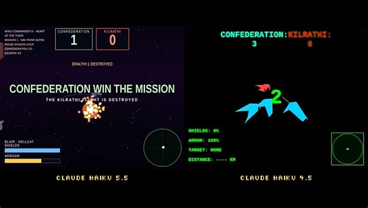 Claude Haiku 5.5 vs Haiku 4.5: coding their Wing Commander 3 clones