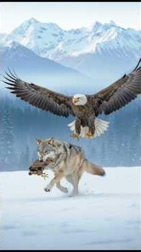 🦅 Mom Eagle Attacks Wolf To Save Baby! 😱 #shorts