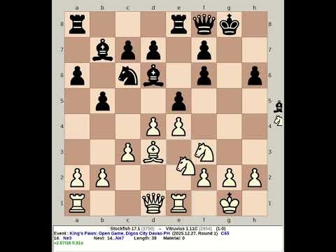 Stockfish 17.1 vs Vitruvius 1.11C | King's Pawn: Open Game #chess