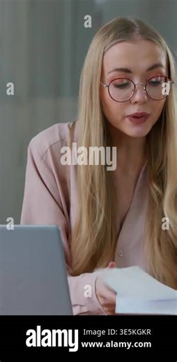 Angry Caucasian business woman talking video call with papers laptop in office stressed businesswoman female leader girl negative conversation conference quarrel discuss documents mistake break report Stock Video Footage - Alamy
