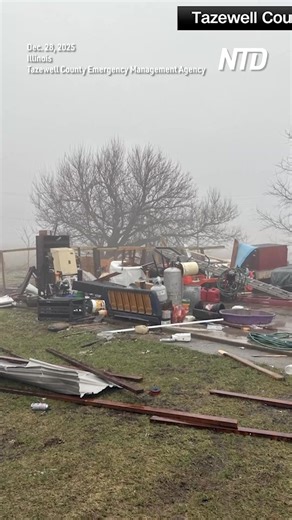 The video records emergency responders in Mount Zion, Illinois handling multiple scenes after a severe storm caused major damage in the area. | NTD News