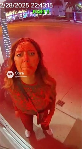 Security Camera Catches Shocking Red Powder Explosion After Woman Kicks Bag Miami #doorbellcameras