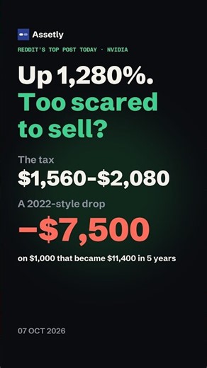 "Up 1,280% on Nvidia, too scared to sell." Reddit's top post today, with the numbers.