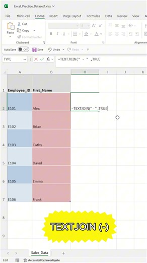 Excel TEXTJOIN Function with Hyphen | Combine Employee ID and Name Easily