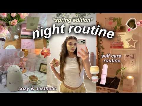 cozy SPRING NIGHT ROUTINE 🌿 clean, reset & glow up