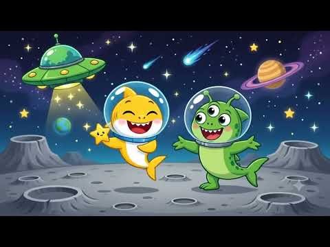Baby Shark Visits Space 🚀🦈 | Moon Shark, Alien Shark & Robot Shark | Kids Songs