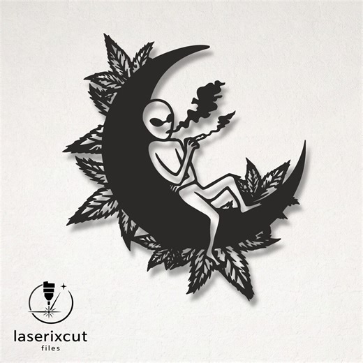 Customizable Weed Smoking Alien SVG Laser Cut File – Glowforge, Cricut, Cnc, DIY Funny Wall Decor, Alien Silhouette Art, Digital Download - Etsy