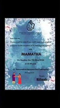 Elegant Blue Floral Wedding Reception Invitation Card Design 💙✨ #invitation#reception#shorts