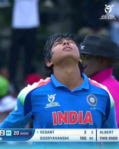 Off comes the helmet, up goes the bat ✨ Vaibhav Sooryavanshi, take a bow 🙌 Watch the summit clash LIVE, broadcast details 📺 https://www.icc-cricket.com/tournaments/u19-cricket-worldcup-2026/news/broadcast-details-for-icc-u19-men-s-cricket-world-cup | ICC Cricket World Cup
