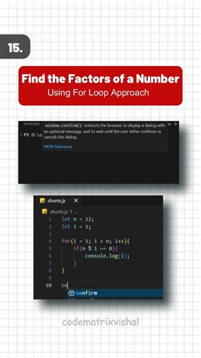How to Find Factors of a Number in JavaScript | For Loop Tutorial for Beginners
