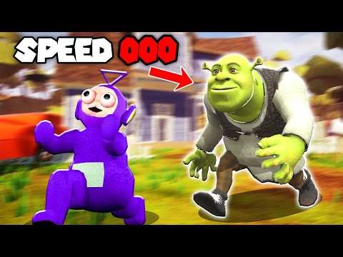SHREK IS NOT FASTER THAN FREDBEAR! | Tinky Winky Plays: Hello Neighbor Shrek Mod