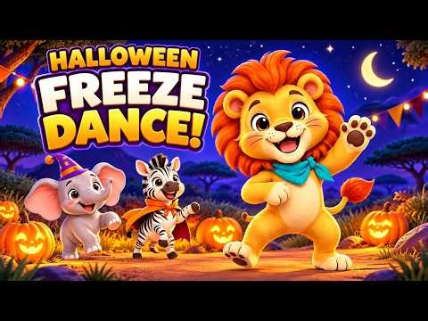 Halloween Freeze Dance! 🎃 Move & Stop Song for Kids | TinyTune Safari
