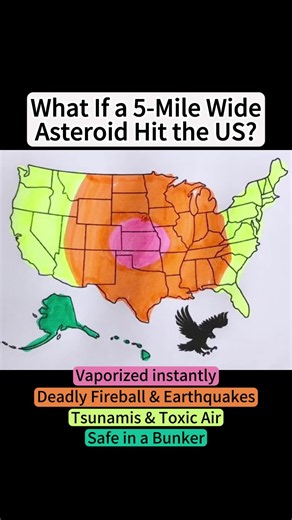 What if a 5-Mile Wide Asteroid Hit the US?#asteroid #wide #mapdrawing #hit #state