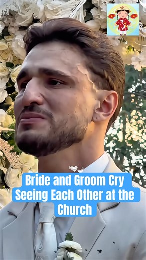 Bride and Groom Cry Seeing Each Other at the Church