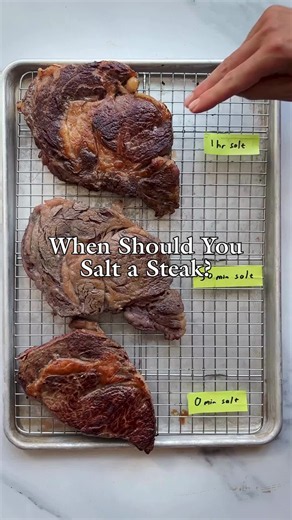 Salting a steak seems simple, but timing makes a real difference. #testkitchen #howtocook #steakmarinade #salt
