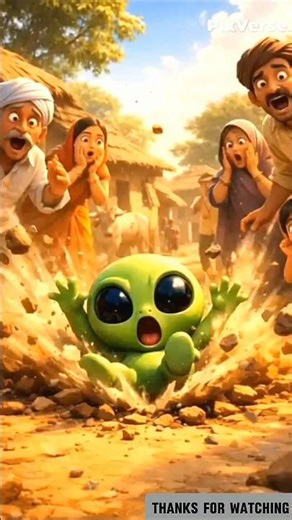 👽 Villagers captured a tiny alien… then something shocking happened! 🚀 #shorts #ai #alien #cartoon.