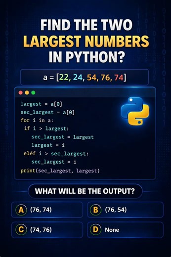 The "Logic Test" Style: Find the Two Largest Numbers: 🧠 #coding #programming #viral #study