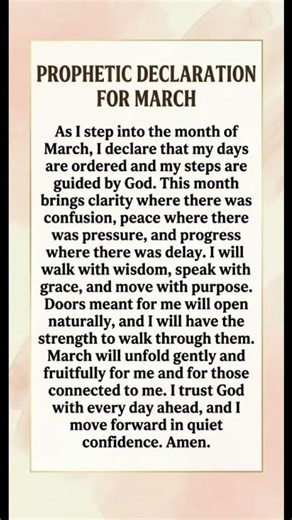 Prophetic Declaration For March.Speaks Order Peace And Progress To Your Month